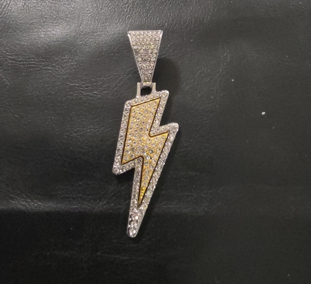 Gold and Silver Lightning Bolt Pendant Necklace - Women's Jewelry